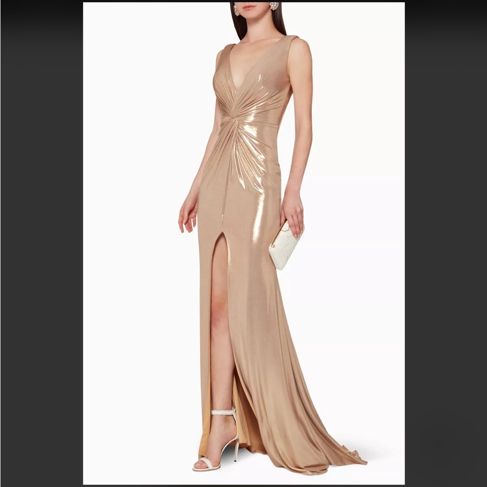 Jovani Gold Ruched Sweetheart Gown